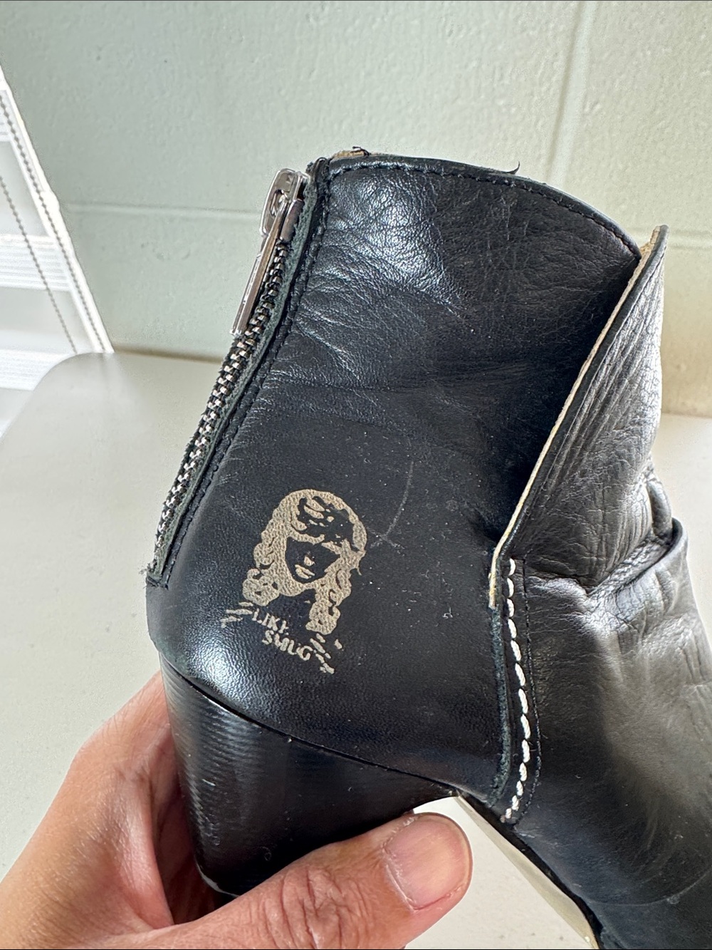 LIKE SMUG Black Leather Heeled Ankle Boots Size 36 Platform Moto Boho Steampunk - Picture 11 of 15